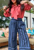 Bloc Stripe Wide Leg Pant Ink & Navy